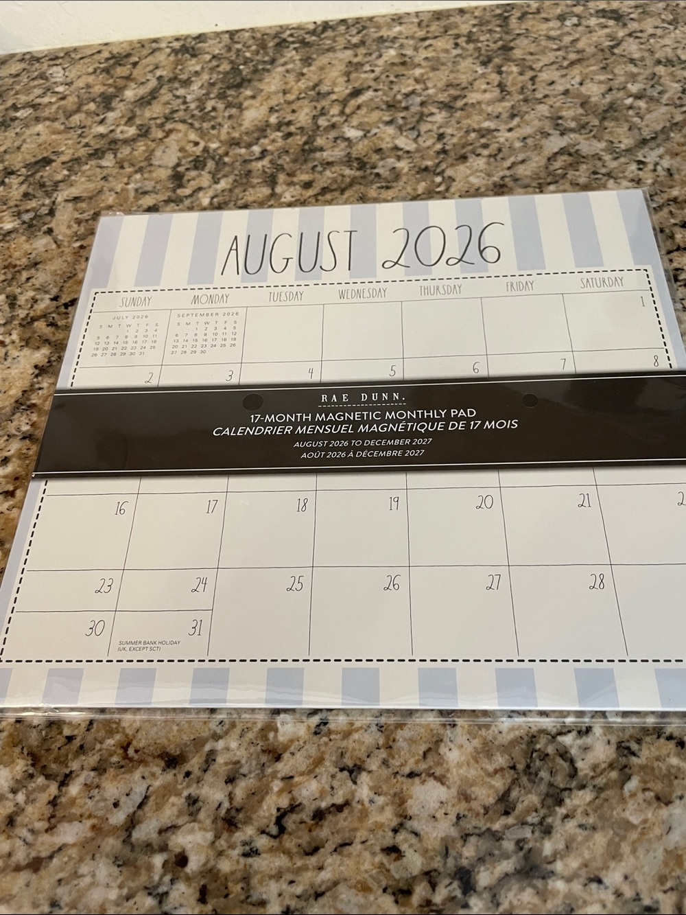 Rae Dunn Blue & White August 2026 Magnetic Monthly Pad